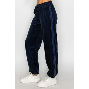 Velour Track Jogger-Navy