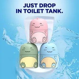 3PCS Toilet Bowl Cleaner Bottle, Cute Dinosaur-Shaped Bathroom Toilet Tank Cleaner with Ocean, Jasmine, and Peach Scent