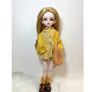 -Handcrafted Poseable Collectible Doll – sunflower painting face