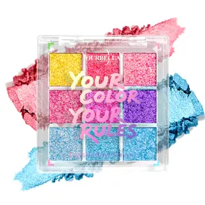 Ourbella Duochrome Eyeshadow Palette Mermaid 9 Shades with Super Smooth Formula Includes Special Colors & Highly Pigmented Makeup Multicolor Cosmetic Blend Daily Gentle Lid Shimmer Glitter