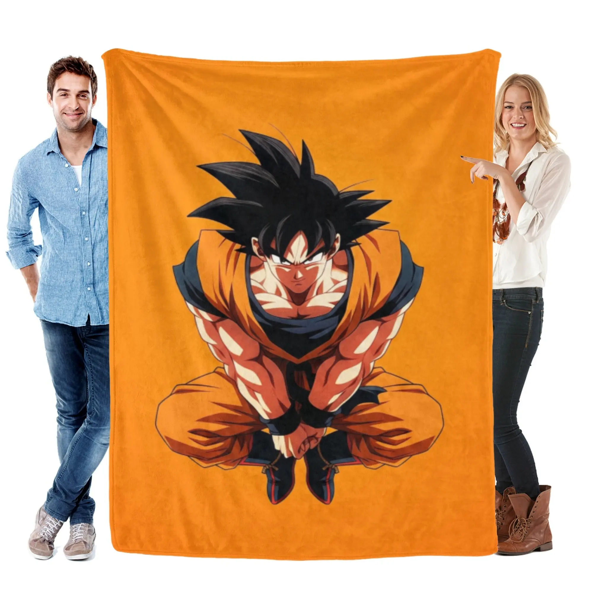[SummerVibes] TOEI CLASSIC Dragon Ball Goku Soft Flannel Blanket, Vibrant 2D Anime Print for Couch, Bed, Home & Fan Gifts