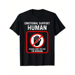 [100% Cotton] Emotional Support Human Halloween Tee - TOP STREETWEAR Men's Graphic Tees "Do Not Pet Me". Funny Tshirt For Costume Parties & Humorous Apparel Cotton Fabric  Golf Gift T-Shirt For Men and Women