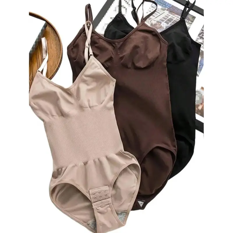 3PC Women Seamless Tummy Control Bodysuits Butt Lifting Shapewear Adjustable Straps Beige Black S M L XL Summer Shapewear for Women