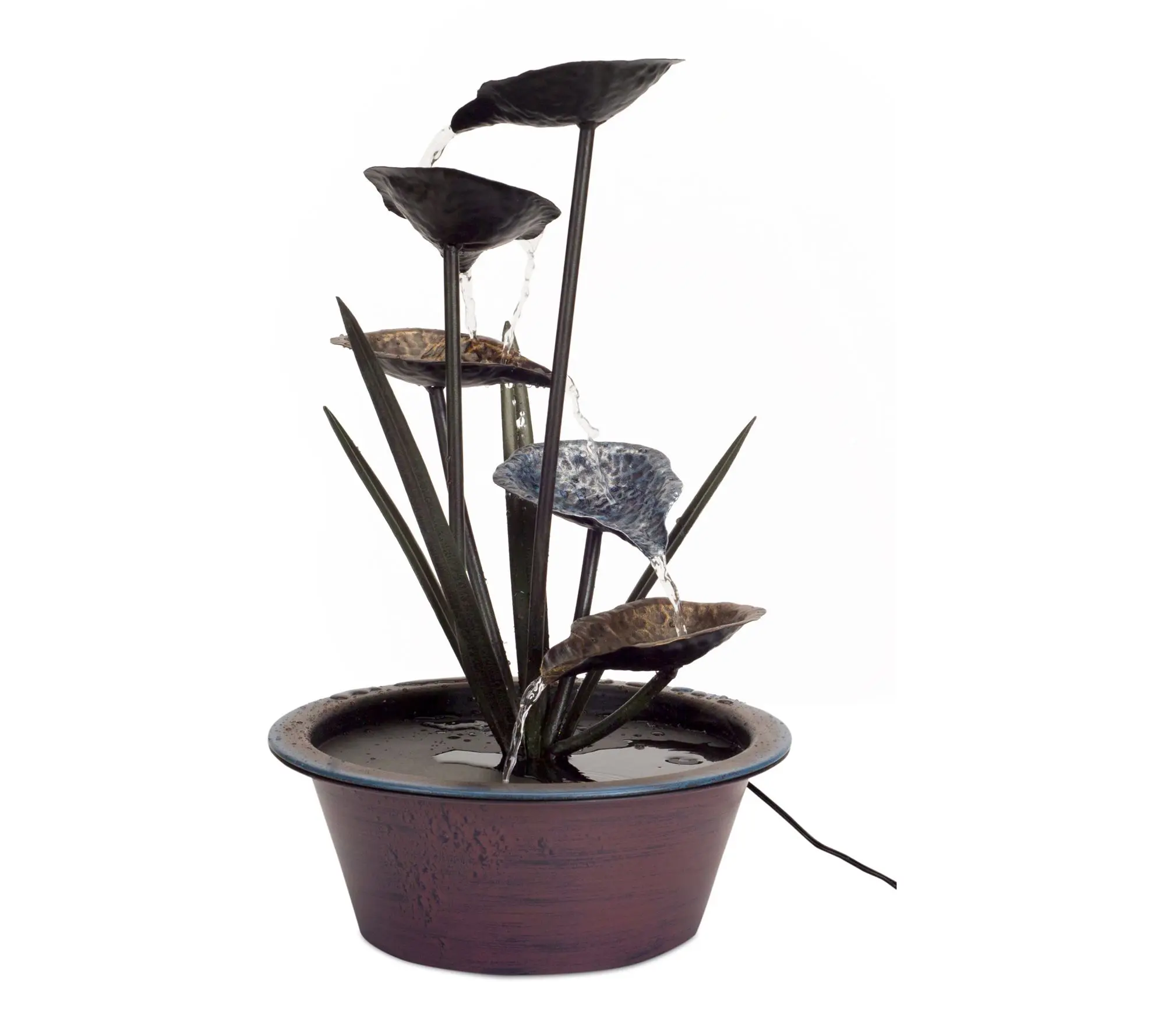 Melrose International Bronze Metal Lotus Leaf Fountain 22"H