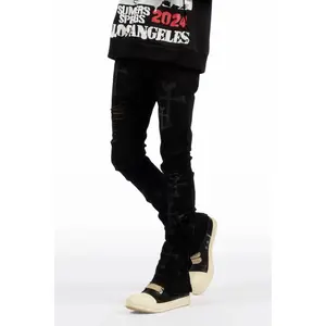 Olivier Ferg Black Stacked Flare Jean