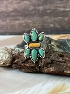 Handmade Sterling Silver Spring Collection: Bumblebee with Kingman Adjustable Ring "Signed Nizhoni"