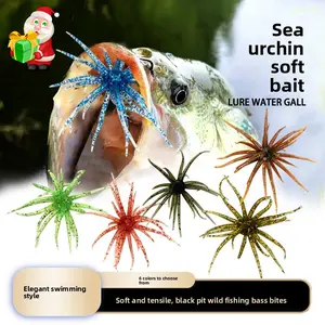 Luya Floating Soft Bait Kit – Sea Urchin Ball & Soft Worm for Black Pit & Wild Fishing, Lead Head Hook & Crank Hook Included, Down Shot Rig Bottom Fishing for Perch & Mandarin Fish Slow Sinking Pre-Rigged Lures
