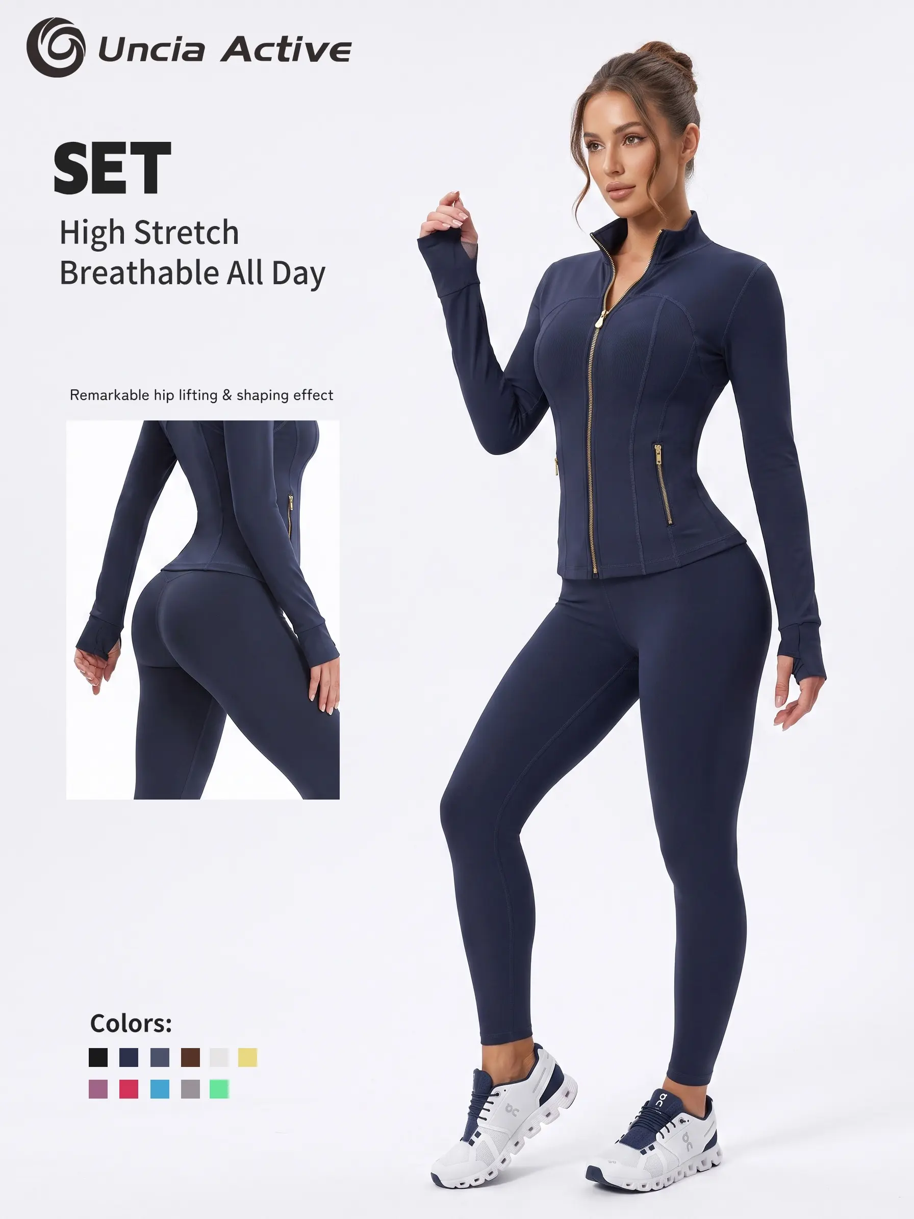 Uncia Active Women's 2-Piece Slim Fit Athletic Tracksuit - Jacket & Leggings for Back-to-School Workout, Gym Activewear