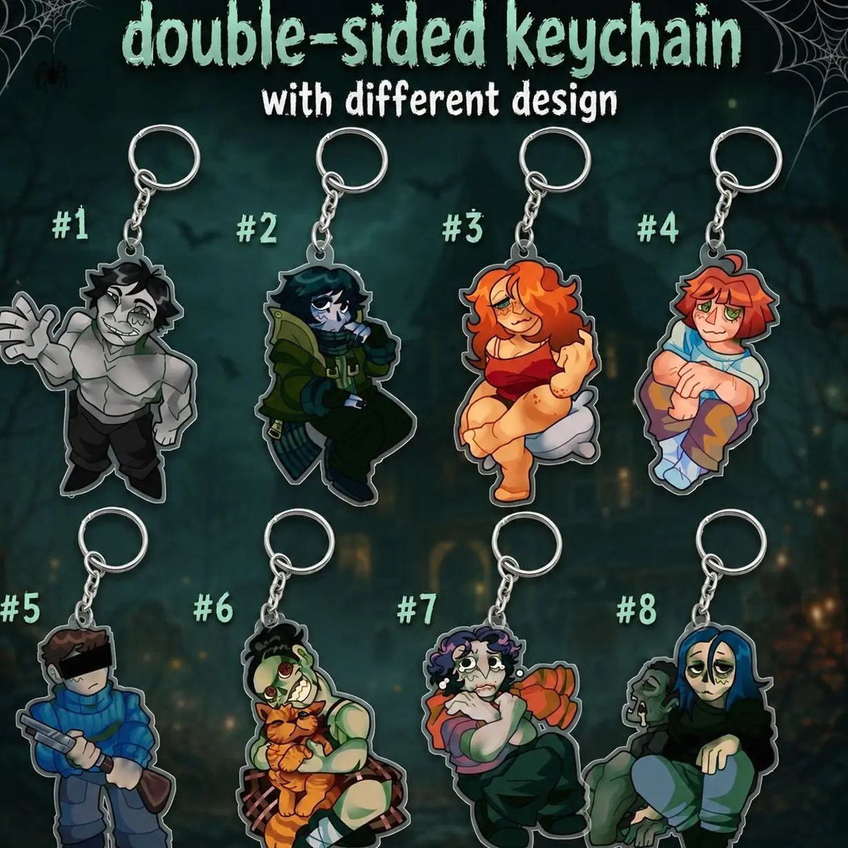 No, I’m Not a Human - Keychains: Pale Visitor, Coat Guy, Seductive Woman, Cashier Girl, Protagonist, Cat Lady, Wireface, Widow
