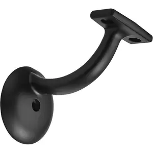 6 Pack Matte Black Hand Rail Bracket Heavy Duty Hardware for Stairways, Home or Office Stair Support Handrail Brackets