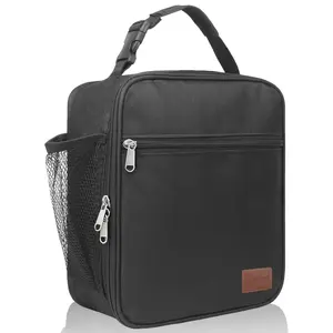 Nifogo Lunch bag for Men Women Adults Small for Office Work Picnic - Reusable Portable Lunchbag, Black