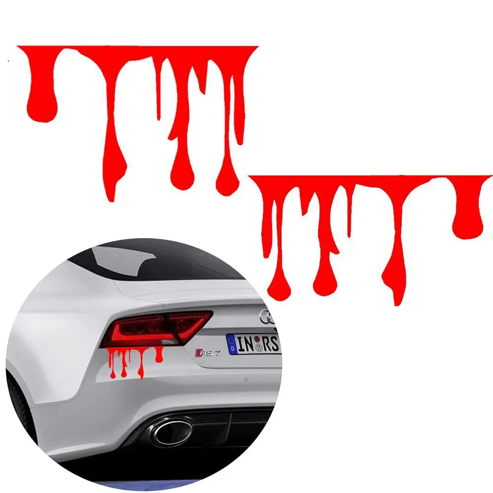 2PCS Bloody Dripping Car Decals,  Halloween Funny Car Stickers, Horror Blood Stickers for Headlights & Taillights, Waterproof Car Exterior Decorations