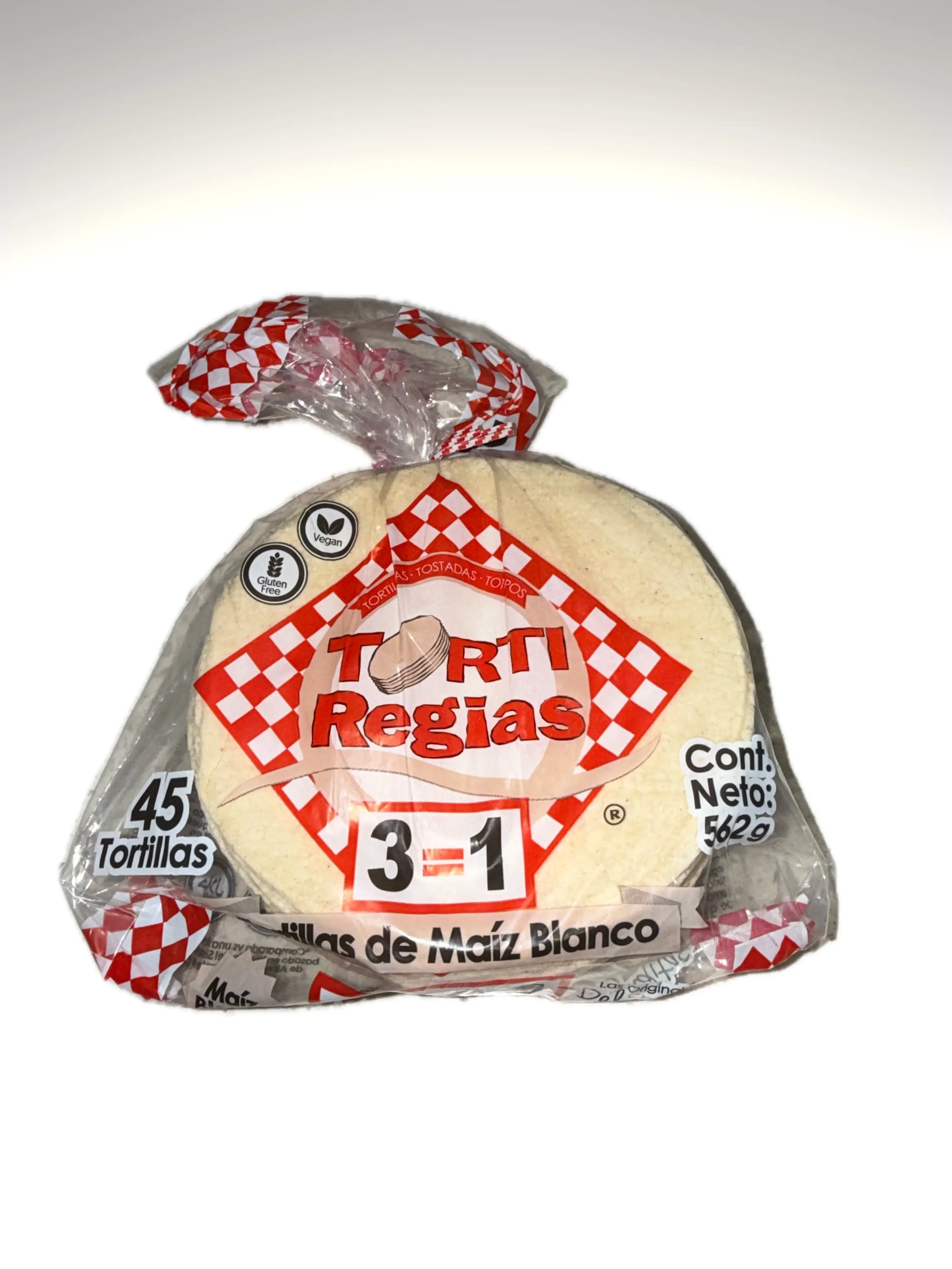 Torti Regias 3=1 White Corn Tortillas (Delgaditas) , 45 Count, 562 g (19.82 oz)