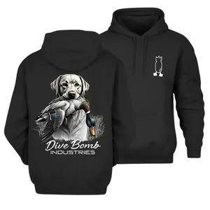 Dive Bomb Industries Duck Dog Hoodie, Classic Labrador Retriever Hunting Pullover, Vintage Waterfowl Hunter Gift Outdoor Duck Hunting Hoodie, Retro Dog Handler S fishing merch purple top jojo cashmere sweater evolution hoodie slim fit baggy