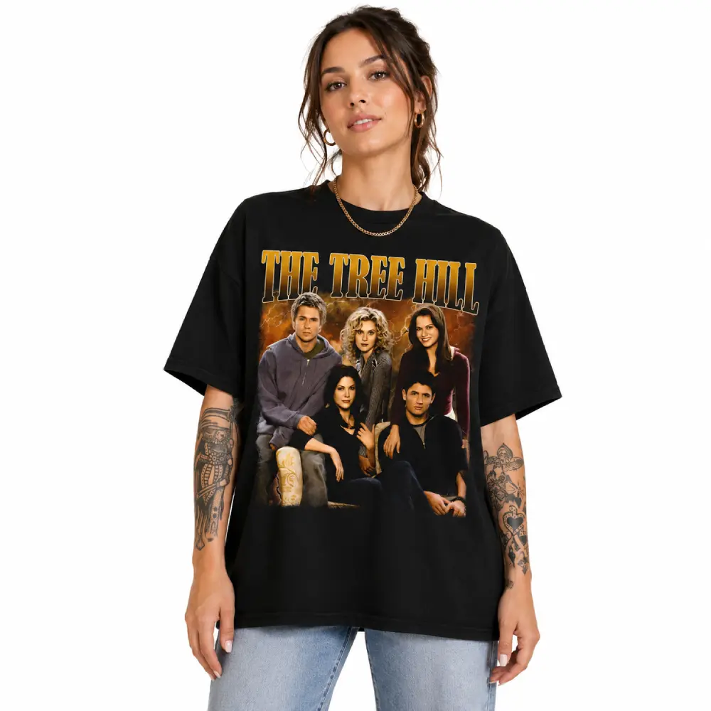 1 Tree Hill Bootleg Shirt, Vintage 2000s TV Show Tee, Retro OTH Graphic T-Shirt,  Nostalgia Fan Gift Classic Cotton Check Fit