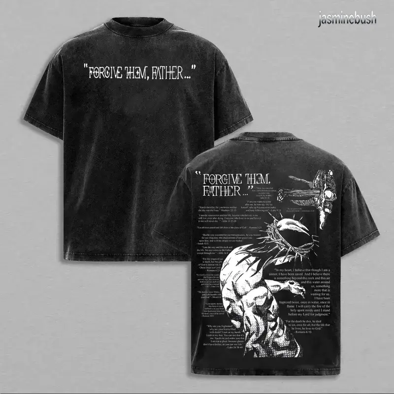 Men's Oversized Heavyweight Cotton Graphic T-Shirt - JJBA Jesus Print Streetwear, Round Neck Short-Sleeve, Breathable Soft Classic Gym Pump Cover