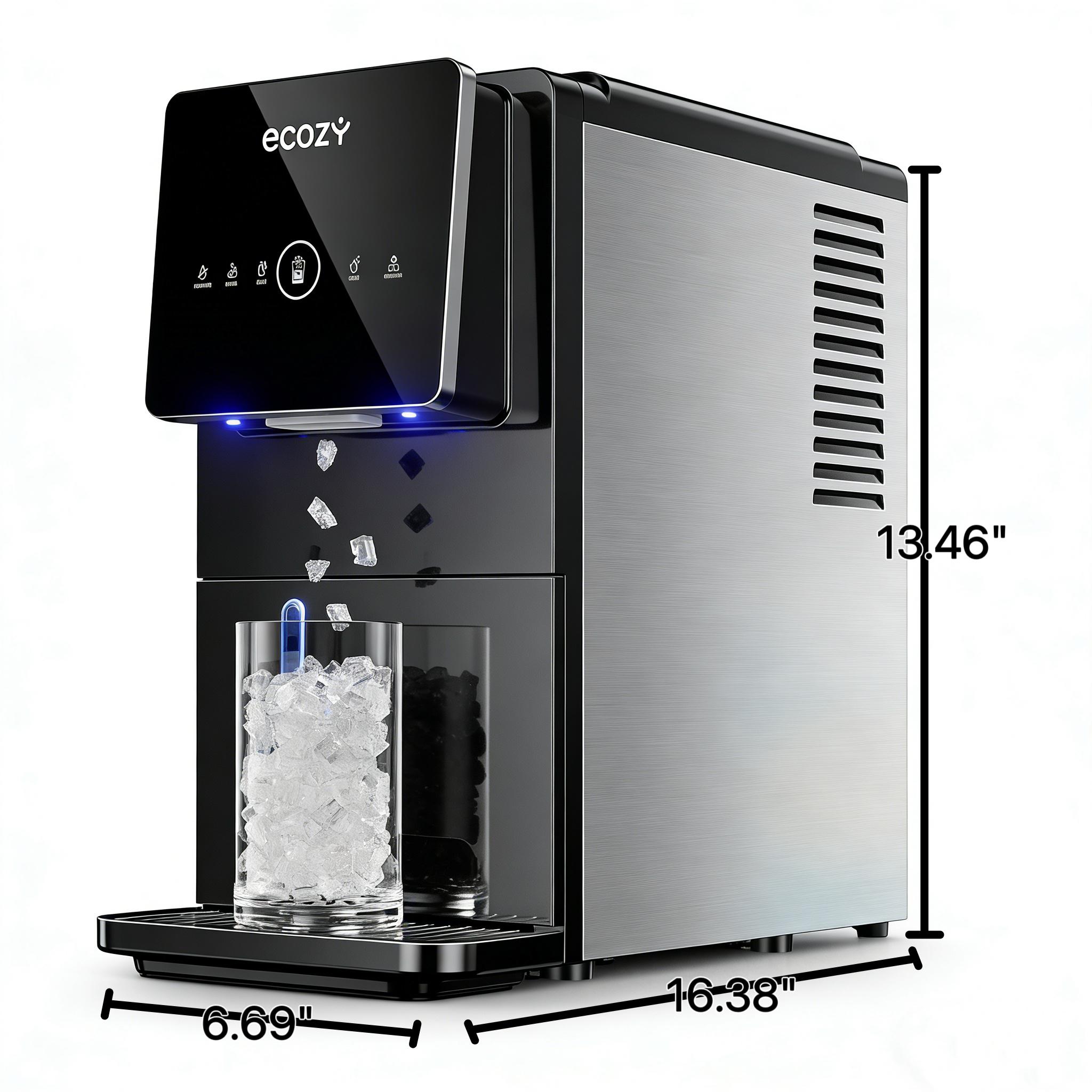 [Upgraded Version] ecozy Nugget Ice Maker Dispenser, 40lbs/24H, 10Mins Quick Ice Makeup, 40lbs Sonic Storage, Self-Dispensing Pellet Ice, Touchless Self-Cleaning Ice Dispenser for Kitchen Office Bar Party