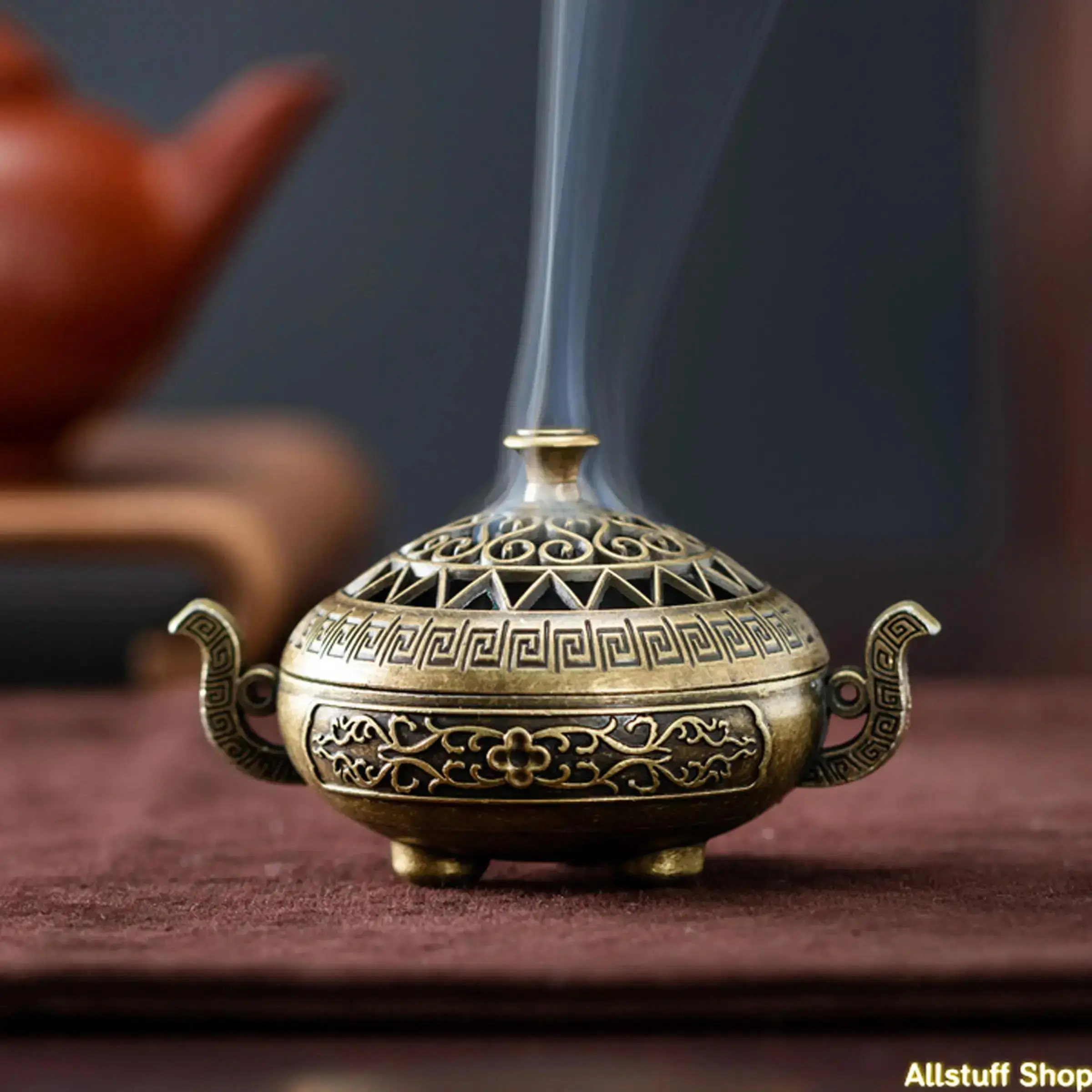 Feng Shui Alloy Bag Charm Accessory, Mini Incense Burner and Incense Dish for Meditation and Yoga Practices, Good Fortune Home Fragrance Decor, Calming And Focused Atmosphere, Good Fortune And Prosperity