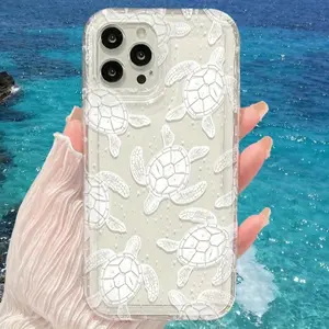 Phone case: White Underwater Cute Turtle Print Transparent Phone Case Compatible with iPhone 11, 12, 13, 14, 15, 16, XS, XR, X, 7, 8, 12, 13 , Plus, Pro, Max, SE Series - Perfect Gift for Girlfriend, Boyfriend, Friends, or Yourself