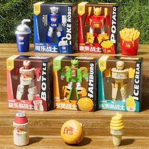 Educational Transforming Robot Toy Ice Cream French Fries Burger Role Play, Birthday Gift, Parent-Child Toy, Fun Learning Activity
