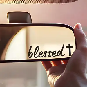 Blessed Cross Christian Vinyl Decal Set, 2 Pieces, Black Religious Stickers for Car Mirror, Phone, Laptop, Water Bottle