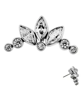 Chaplet CZ Threadless Titanium Top