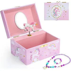 Musical Jewellery Box for Girls with Unicorn  Set,  Jewellery Box Music Box with Spinning Ballerina Birthday Gifts for Girls, :over 3
