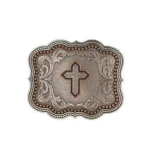 Nocona® Men's Scalloped Copper Cross Antique Silver Buckle 37911