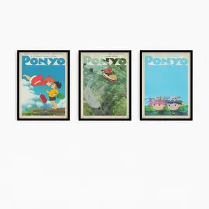 Set Of 3 Ponyo Poster Studio Ghibli Print, Studio Ghibli Poster, Ponyo Print, Wall Art Anime Poster, Hayao Miyazaki Movie Unframed Poster