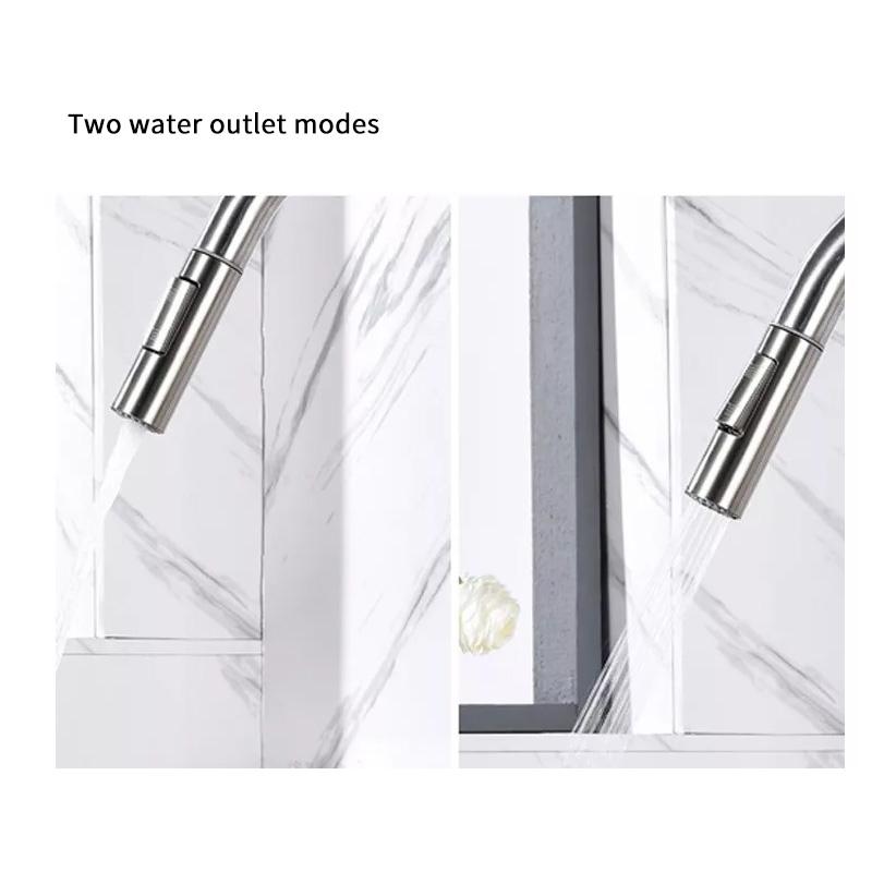 Single Handle Pull-Down Kitchen Faucet with Two Water Modes，Faucet Two Function Single Handle Pull Out Mixer Hot and Cold Water Taps Deck Mounted