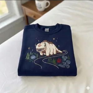 Embroidered Appa Sweatshirt, Flying Bison Shirt, Movie Embroidered Hoodie, Movie Aesthetic Gift for Fans