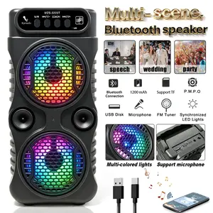 Portable wireless Bluetooth speaker, subwoofer, PA amplification, cool lighting effects, stand function, supports Bluetooth/USB/FM/TWS, microphone/equalizer function, professional karaoke, holiday atmosphere, ideal gift for graduation season Machine