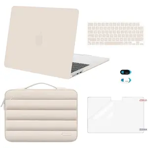 MOSISO ONLY for MacBook Air 13.6” Case (2022–2025) A2681 / A3113 / A3240 Sand Quilted Puffy Laptop Bag with PU Handle, 4-in-1 Accessory Set ️ NOT for MacBook Pro or Other Sizes