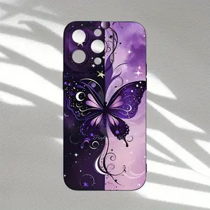 Purple Butterfly 7/8 Plus Anti-Drop Soft Case, Simple and Premium Air Cushion Compatible with iPhone17 16 15 14 Pro Max, Apple 13 Phone Case, Couple XS Max New 12 Pro Anti-Drop XR Matte 11 Unisex 13 Full Cover 15 PRO Soft Case 15 Protective Cover