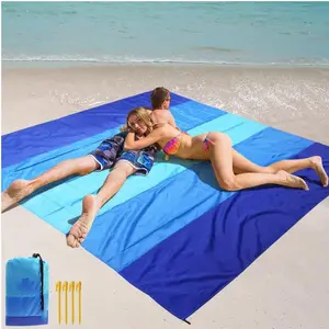 Large Beach Blanket Sandproof Waterproof Mandala Machine Washable Camp Mat Packable Pocket Blanket For Beach Party,Travel,Hiking