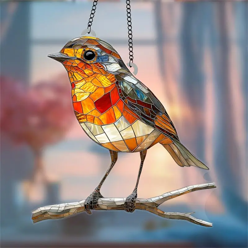 Bird Design Sun Catcher, Creative Colorful Bird Design Hanging Ornament, Garden Decoration for Home Garden, Ideal Gift for Animal & Bird Lovers