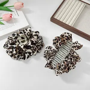 Large Leopard Print Claw Clip, Vintage Y2K Strong Hold Hair Clips for Women, Daily and Party Hair Accessory