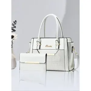 Crocodile Embossed Handbag & Clutch Bag (2counts), Simple All-match Bag Set for Women & Girls, Casual Trendy Versatile High-quality Daily Commuting Bag Set