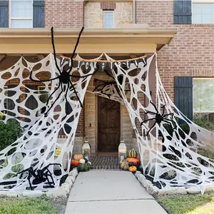 Halloween Spider Web Decoration Set, Mesh Giant Spider Web, Dark Horror Style, Outdoor Lawn Decor, Party Atmosphere