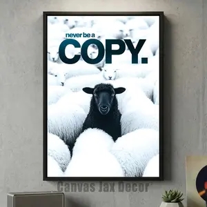 Canvas Jax Decor "Never Be a Copy" Inspirational Canvas Poster Animal Positive Wall Decoration Self-Motivational Family Gift Waterproof for Bedrooms Dormitories Offices