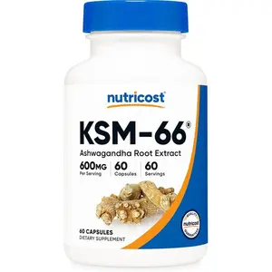 Nutricost KSM-66 Ashwagandha Root Extract 600mg, 60 Veggie Caps - 5% Withanolides - with BioPerine - Full-Spectrum Root Extract (Pack of 2)