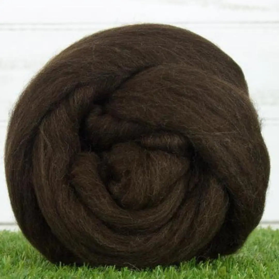 Corriedale Wool Roving Top | 28 Microns, Natural Brown Undyed, Cleaned and Combed Core Wool