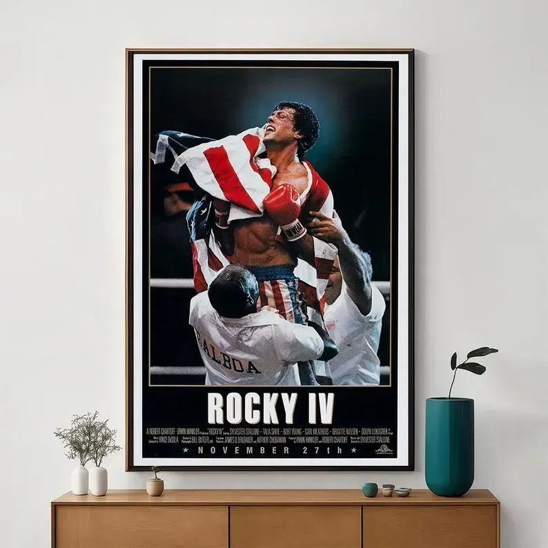 Rocky IV Movie Poster - Cool Wall Art, Artistic Graphic Print Design Digital Print Style, Fade-Resistant Cinema Photo Paper, Home Decor Supplies, Perfect Gift for Film Enthusiasts, Bedroom Decoration, Artwork