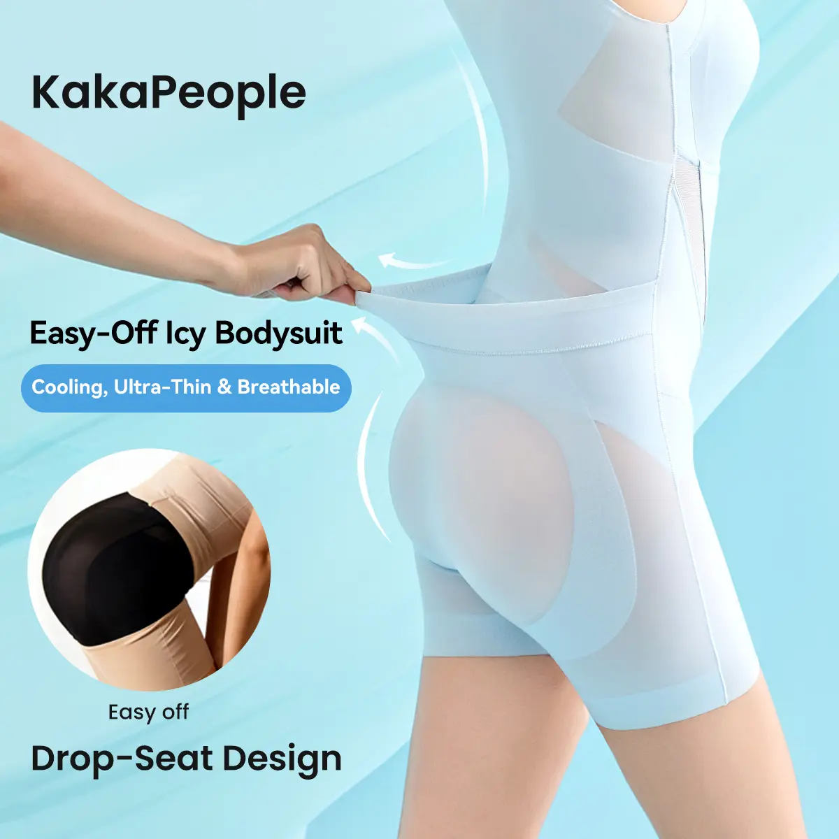 [KakaPeople Easy-Off Icy Bodysuit] Tummy Control Butt Liftter Faja Shapewear Ultra Thin Breathable Cooling Shapewear Bra Free Tummy Control Butt Lifter Seamless Body Shaper For Summer