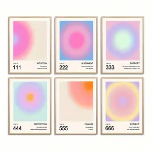 Aura Angel Numbers Poster, Colorful Gradient Poster, Minimalist Inspirational Quotes Canvas Wall Art, Abstract Bedroom Wall Art, Decor, Modern Minimalist Design