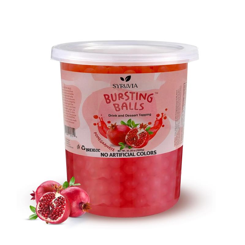 Pomegranate Boba Pearls Popping Bursting Boba, Bubble Tapioca Pearls For Bubble Tea (Pomegranate, 2 LB 1 Pack) Beverage Sweet