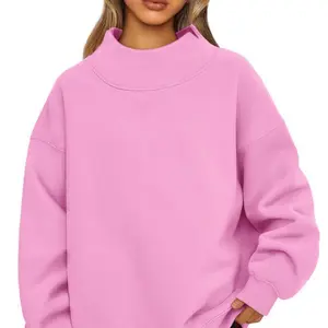 2025 Women's Fleece Sweatshirt - Long Sleeve High Neck Pullover |       Fall-Winter Casual Mock Neck Hoodie Top