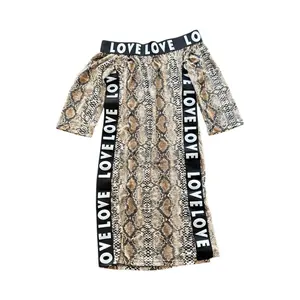 Love Off Shoulder Snake Print Dress #A2134