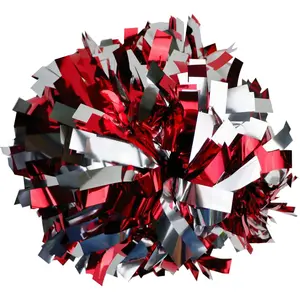 2 count Metallic Cheerleading Pom Poms with Baton Handle, 6 Inches Cheerleader Pom Poms,  Pom Pom Cheerleading Poms for  Adults Team Spirit  Dance Cheering
