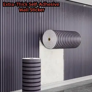 Peel and Stick Wallpaper Textured Grille Design Self Adhesive Removable Extra Thick Wall Sticker for Accent Walls Living Room Bedroom Rental Friendly